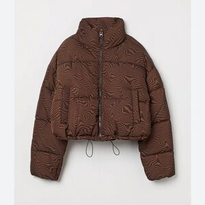 H&M Brown Patterned Puffer Jacket